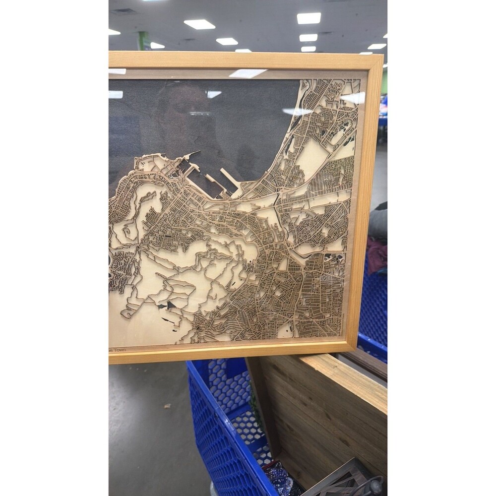 CityWood Laser-Cut Cape Town Wood Map Art